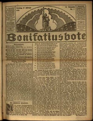 Erste Ausgabe vom Sonntag, den 17. Februar 1924.