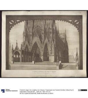 Die Jungfrau von Orleans. Trauerspiel von Friedrich Schiller. Entwurf zur 9. Dekoration. Fassade der Kathedrale von Reims