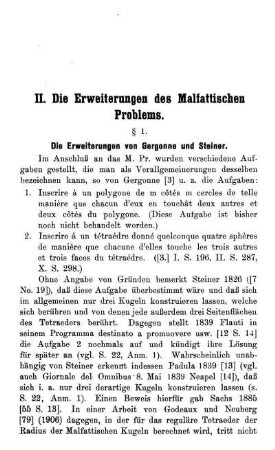 II. Die Erweiterungen des Malfattischen Problems.