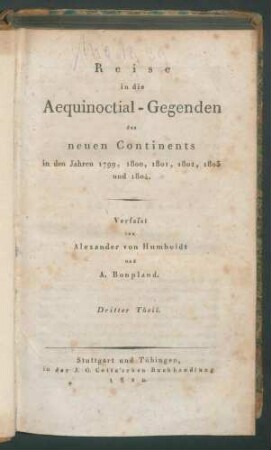 Reise in die Aequinoctial-Gegenden... 3. Theil