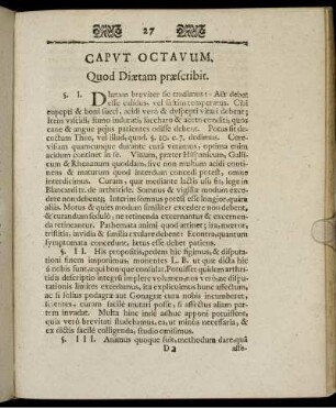 Caput Octavum. Quod Diætam præscribit.