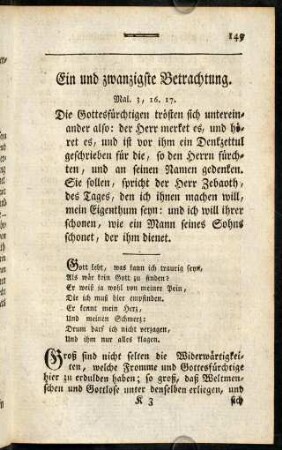 149-156, Einundzwanzigste Betrachtung.