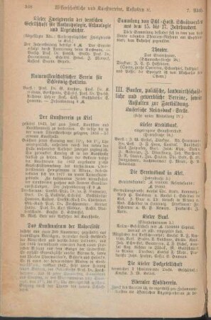 III. Banken, polizeiliche, landwirthschaftliche und gewerbliche Vereine, sowie Anstalten zur Fortbildung.