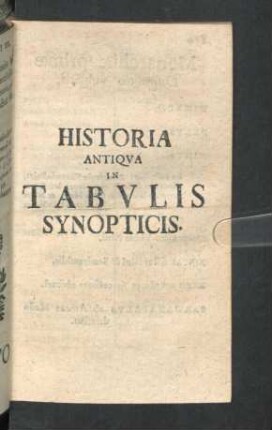 Historia Antiqua in Tabulis Synopticis.