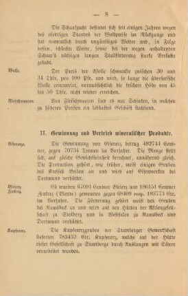 II. Gewinnung und Vertrieb mineralischer Produkte.