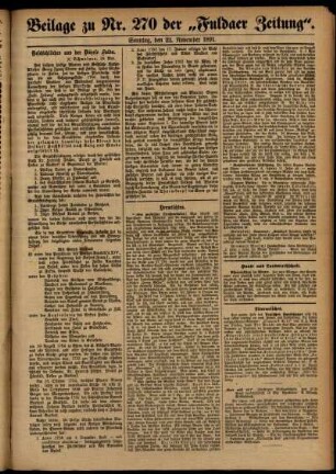 Zweite Ausgabe vom Sonntag, den 22. November 1891.