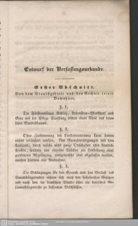 Entwurf der Verfassungsurkunde