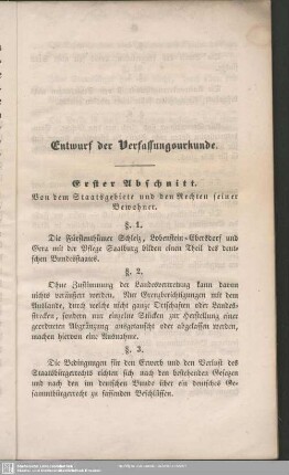 Entwurf der Verfassungsurkunde