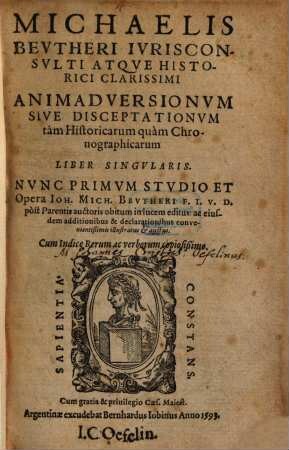 Animadversiones sive disceptationes, tam historicae quam chronographicae : liber singularis