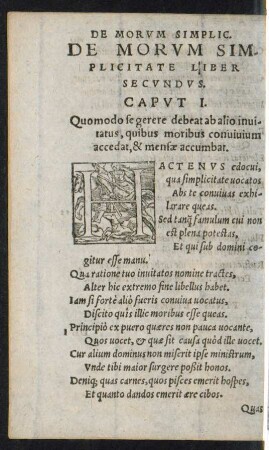 De Morum Simplicitate Liber Secundus.