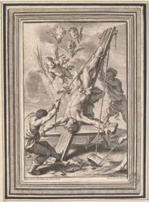 Die Kreuzigung Petri, aus: Sei omelie di Nostro Signore papa Clemente undecimo esposte in versi da Alessandro Guidi, Rom 1712