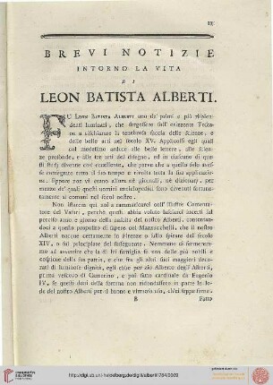 Brevi notizie intorno la vita die Leon Batista Alberti