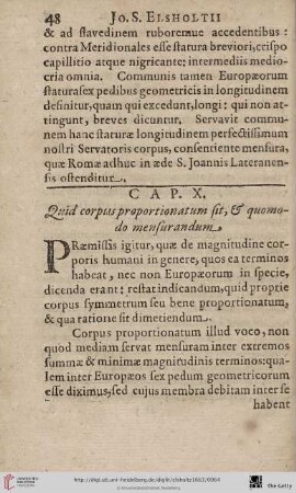 Cap. X.: Quid corpus proportionatum, & quomodo mensurandum