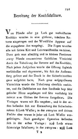 Bereitung der Kochsalzsäure.