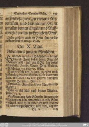 Der X. Titul. Gebet eines jungen Menschen.