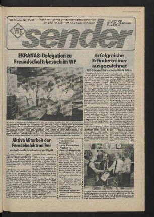 Betriebszeitung 'WF-Sender', Nr.11/1989 (3. Märzausgabe 1989)