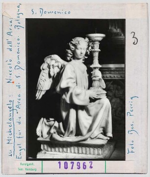 Michelangelo: Bologna, San Domenico, Marmorschrein des Hl. Dominikus, Leuchterengel