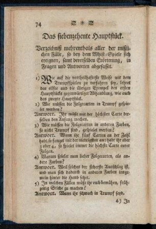 Das siebenzehente Hauptstück