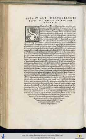 Sebastiani Castellionis super haec Thucydidae editione praefatio.