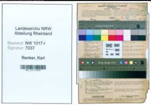 Entnazifizierung Karl Renker , geb. 10.04.1896 (Wachtmeister)