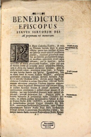 Constitutio, qua ampliatur episcopis facultas impertiendi benedictionem cum indulgentia plenaria fidelibus in mortis Articulo Constitutis ... pia Mater