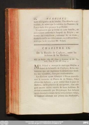 Chapitre IX. De la Bataille de Caphyes, entre les Achéens & les Etoliens.