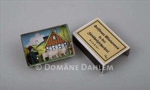 Seiffener Schäfer Miniatur in einer Zündholzschachtel