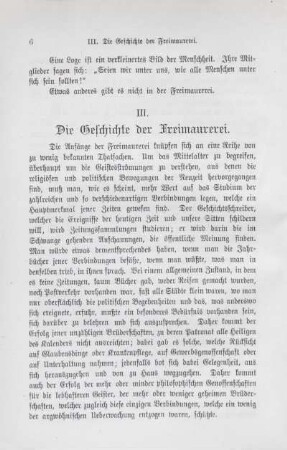 III. Die Geschichte der Freimaurerei.