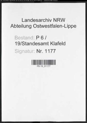 Sterberegister Standesamt Klafeld