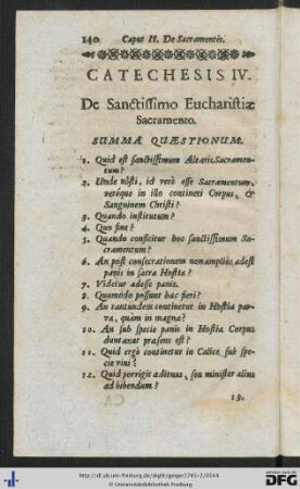 Catechesis IV. De Sanctissimo Eucharistiae Sacramento.