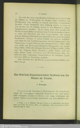 Ein Gräflich Ziegenhain'scher Brakteat aus der Münze zu Treysa