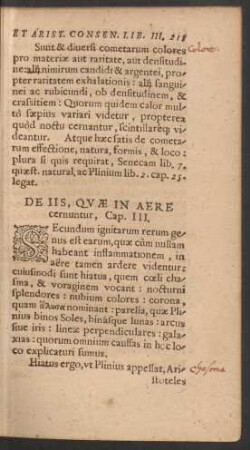De Iis, Quae In Aere cernuntur, Cap. III.