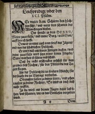Leichpredigt uber den XCI. Psalm