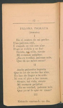 Paloma ingrata : (Tonada)