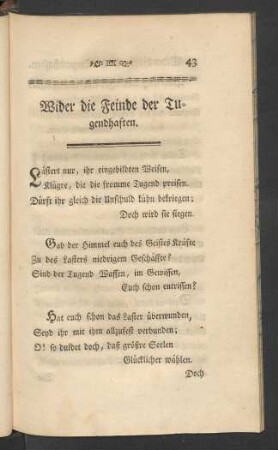Wider die Feinde der Tugendhaften