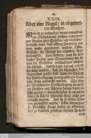 XXIIX. Aber eine Regul/ in obgemelten Sachen.