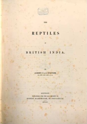 The Reptiles of British India