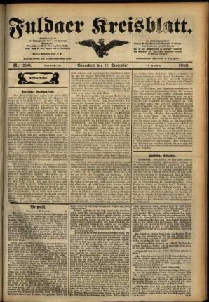 Erste Ausgabe vom Samstag, den 11. September 1909.