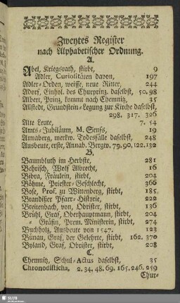 Zweytes Register nach Alphabetischer Ordnung