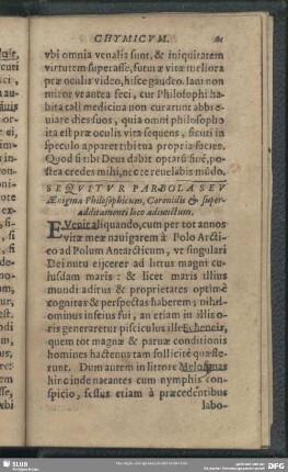 Sequitur Parbola Seu Aenigma Philosophicum, Coronidis & superadditamenti loco adiunctum
