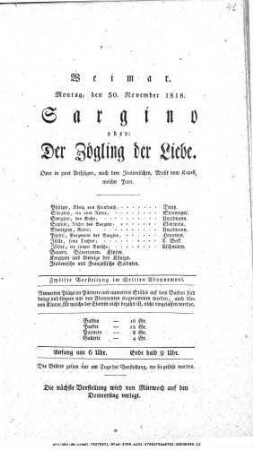 Sargino oder: Der Zögling der Liebe