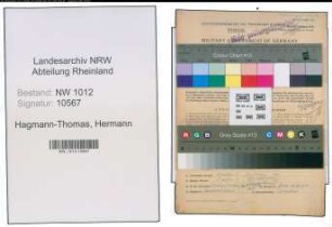 Entnazifizierung Hermann Hagmann-Thomas , geb. 14.02.1902 (Landwirt)