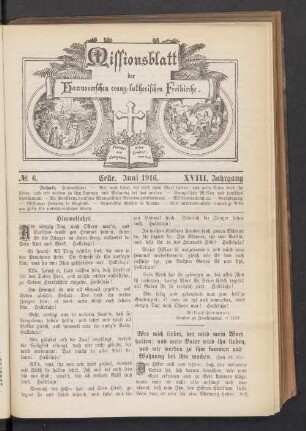 N°. 6. Juni 1916. XVIII. Jahrgang