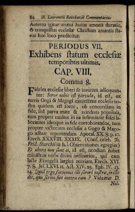 Periodus VII. Exhibens statum ecclesiæ temporibus ultimis.