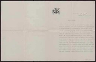 Schreiben an Hermann Muthesius (Brief)