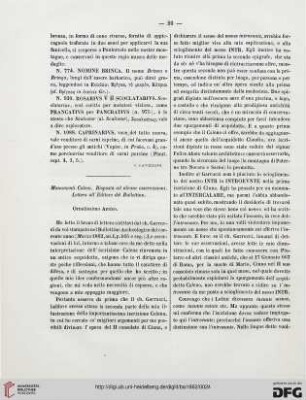 Monumenti Caleni. Risposta ad alcune osservazioni: Lettera all'Editore del Bulletino