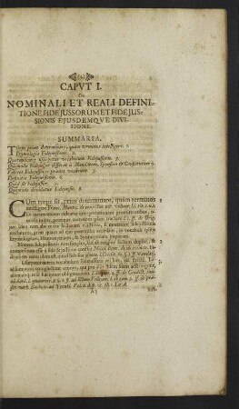 Caput I. De Nominali Et Reali Definitione Fideiussorum Et Fideiussionis Eiusdemque Divisione.