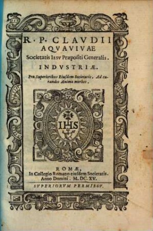 Industriae pro Superioribus Societatis Jesu ad curandos animae morbos