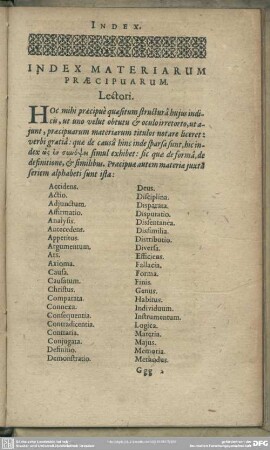 Index Materiarum Praecipuarum