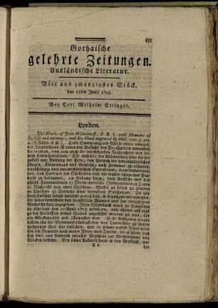 Vier und zwanzigstes Stück, den 15ten Junii 1793.